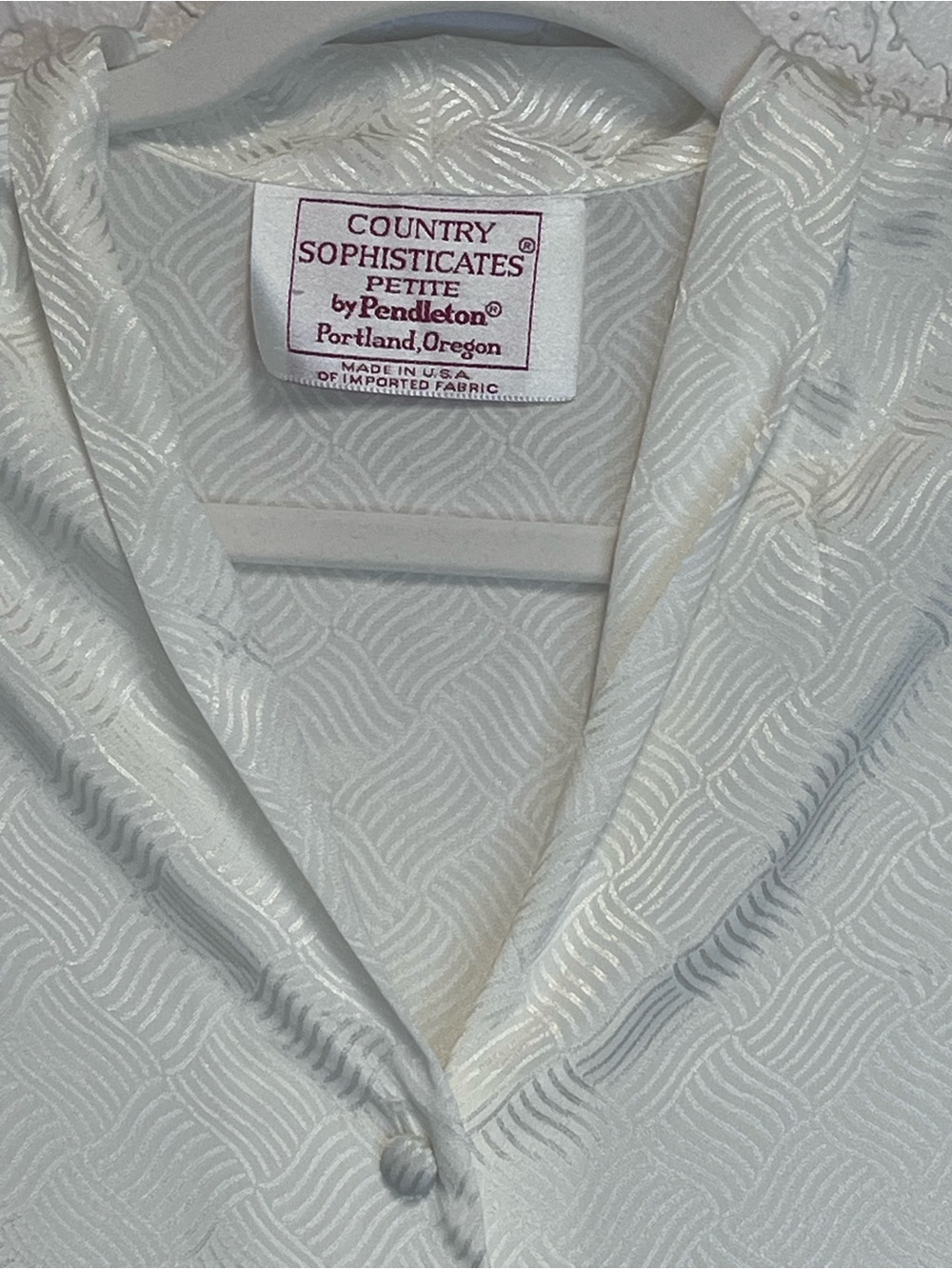 Pendleton Country Sophisticates Ivory Jacquard Pattern Button-Front Blouse - Picture 3 of 10